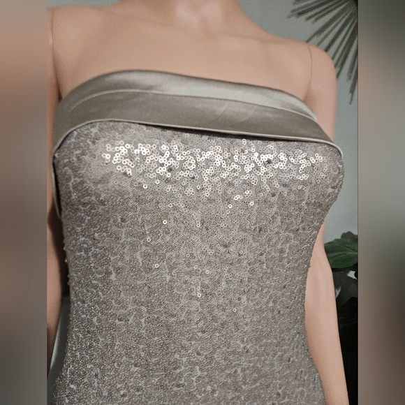 ALTAR’D STATE Champagne Sequin Strapless Maxi Dress Slit NWT Size S - Picture 8 of 16